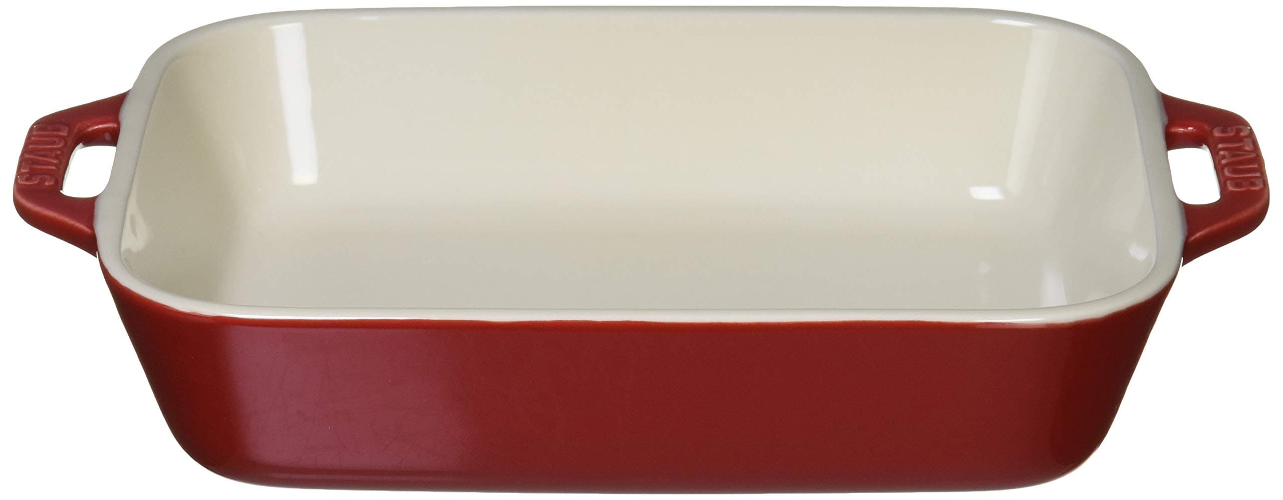 Staub Dish 40508-585 Rectangular Dish, Cherry 7.9 x 6.3 inches (20 x 16 cm), Ceramic Au Gratin Dish, Oven Safe and Microwave Safe