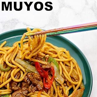 MUYOS Stainless Steel Chopsticks Reusable Multicolor Lightweight 304 Metal Chopsticks Dishwasher Safe - 5 Pairs (Multi)