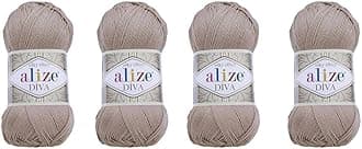 Alize 4 Balls Hand Knitting Yarn 100% Microfiber Acrylic Yarn Diva Silk Effect Thread Crochet Art Lace Craft Lot of 4 skeins 400gr 1532yds (167)