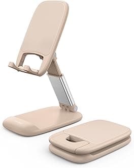 Lamicall Khaki Phone Holder for Desk - Cellphone Stand Khaki Desk Accessories Desktop Office Must Have Compatible Gifts for iPhone, 4-8'' Smartphone