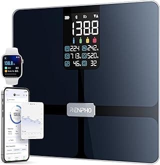 RENPHO Scale for Body Weight, Smart Scale with BMI, Body Fat, Muscle Mass, Bluetooth, 13 Metrics with Large Display, Support App Connection, Black, Elis 2X