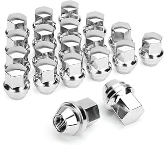 Dynofit M14×1.5 OEM Lug Nuts Compatible with Ram 1500 Jeep Ford Mustang Buick Camaro Cadillac Chrysler, 20PCS Black Lug Nuts Hex 7/8'' Height 1.5'' Conical Cone Bulge Seat, for Factory Wheels
