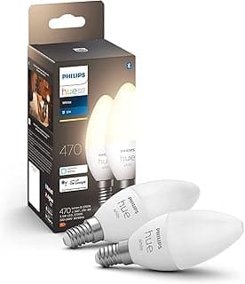 New White Smart Light Bulb Candle 2 Pack [E14 Small Edison Screw] Works with Alexa, Google Assistant, Apple Homekit. for Home Indoor Lighting, Livingroom, Bedroom.