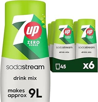 Flavours 7Up Free Sparkling Drink Mix, Fizzy Drink Maker Concentrate, Caffeine Free Diet Soda, Natural Lemon & Lime, No Sugar, Official 7Up Light x SodaStream Syrup - 6 x 440ml Multi Pack