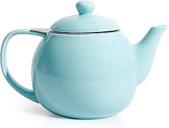 Sweese Teapot, Porcelain Tea Pot with Stainless Steel Infuser, Blooming & Loose Leaf Teapot - 27ounce, Turquoise