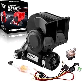 FARBIN Train Horn for Truck 12v 150db Loud Car Horn Snail Air Horn with Relay Harness for Any Vehicles(12V, black horn)