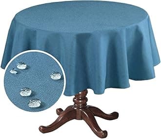 Linen Textured Table Cloths Round 70 Inch Premium Solid Tablecloth Spill-Proof Waterproof Table Cover for Dining Buffet Feature Extra Soft and Thick Fabric Wrinkle Free, Ink Blue