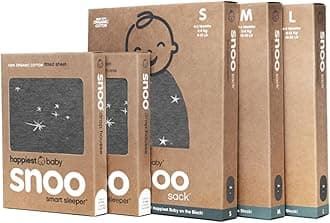 Happiest Baby The Big Bundle 100% Organic Cotton - Includes 3 SNOO Sacks and 2 SNOO Bassinet Fitted Sheets (Charcoal Stars)