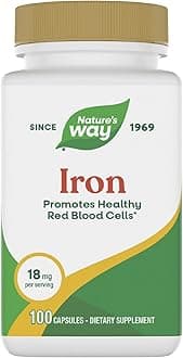 Nature's Way Iron, Promotes Healthy Red Blood Cells*, 18 mg from Iron Gluconate Per Serving, Gluten Free, 100 Capsules (Packaging May Vary)
