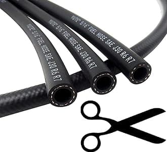 Braided Fuel Pipe and Hose - 5mm to 10mm ID, 1m to 5m Length - Reinforced Rubber for Petrol/Diesel/Water (5mm, 2M)