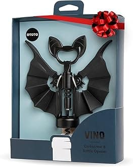 Vino Spooky Bat 2-in-1 Wine & Beer Opener, Corkscrew & Bottle Opener - Goth Wine Accessories & Gifts for Wine Lovers