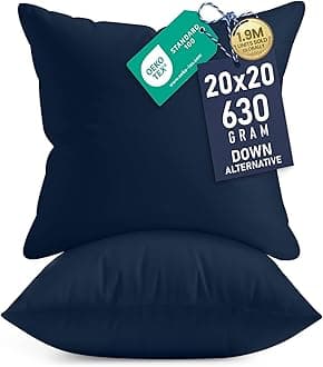 Utopia Bedding 20x20 Pillow Inserts, Set of 2, Navy – Indoor Decorative Throw Pillows for Bed, Sofa & Couch – Soft, Supportive & Fluffy Cushion Inserts