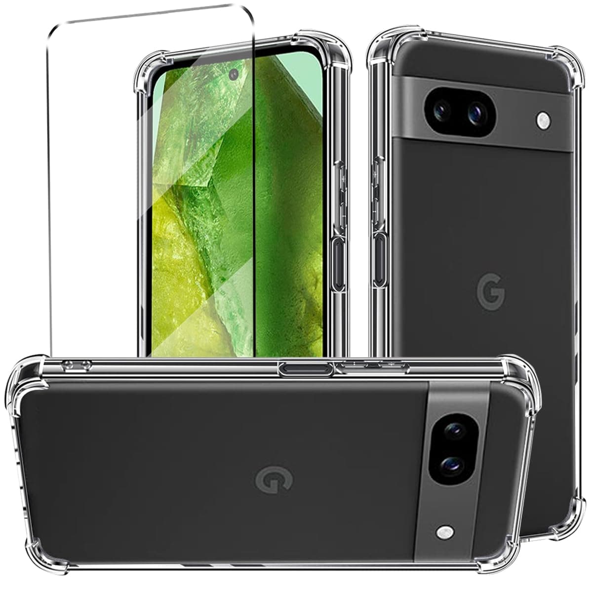 2-in-1 Case Compatible with Google Pixel 9A Cover with 1 Pack Tempered Glass Screen Protector for Google Pixel 9A, Slim Fit Soft TPU Shockproof Anti-Scratch Phone Case Cover - Clear