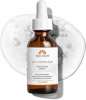 Skin Deva 20% Vitamin C Serum Anti Aging with Hyaluronic Acid & Vitamin E Ferulic Acid - Brightening Formula for Improving Appearance of Dark Spots, Fine Lines & Wrinkles - All Skin Types, 1 fl oz