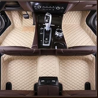 Custom All-Weather Protection Leather Car Floor Mats for Cars Sedan SUV Sports Car Waterproof Floor Mat (Beige)