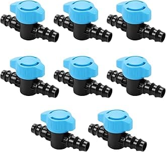 8 Pack Drip Irrigation 1/2 Inch Barbed Shut Off Valve, Drip Line 1/2" In-Line Ball Valve Parts for 1/2 Inch 16mm Drip Irrigation Tubing for Drip Sprinkler Systems