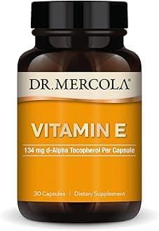 Dr. Mercola Vitamin E, 30 Servings (30 Capsules), 134 mg Per Capsule, Dietary Supplement, Supports Healthy Skin, Non-GMO