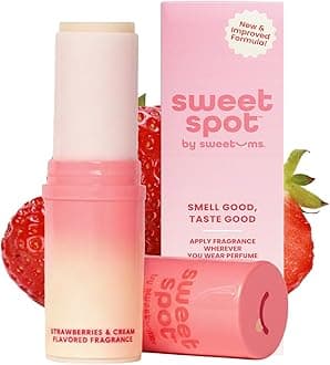 SweetSpot Flavored Solid Perfume Stick, Portable Travel Perfumes for Women, Long Lasting Fragrances, Non Sticky Formula, Natural Ingredients, Fragrance Stick (Strawberries & Cream)