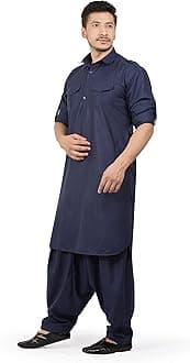 K-ROYALSMen's Cotton Blend Pathani Kurta Pyjama Suit