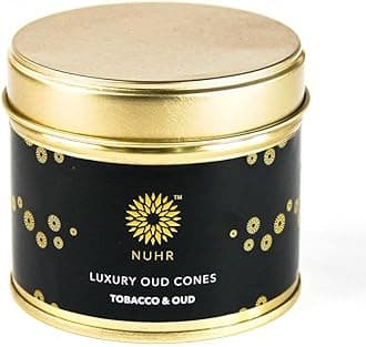 NUHR HOME Incense Cones Tobacco & Oud Luxury / 20 Strong Scented Cones/Bakhoor alternative/Lasting Fragrance Aroma Natural Authentic Agarwood for Aromatherapy, Meditation & Stress Relief Refreshing
