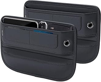 Universal Fit Premium Leather Car Seat Gap Filler Organizer, Center Console Organizer with Card Slots, Clever Gifts for Car SUV Truck Owners (Black, 2 Pack)