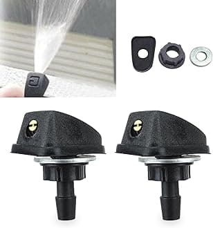 Pack-2 Car Front Windshield Washer, Automotive Wiper Nozzles, 0.31" Sprayer Head Replacement Parts, Single Hole Adjustable Fan-shaped Kit, Universal for Most Cars, Trucks (Black)
