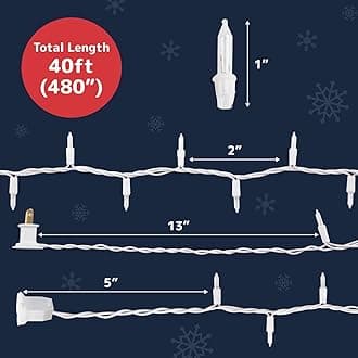 PREXTEX 200 Count Clear Christmas Lights - 40 ft Warm White Xmas Lights String Bulbs with White Wire for Indoor and Outdoor Holiday Decor, Trees and More