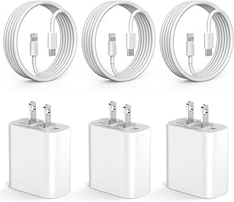 iPhone Fast Charger, 3 Pack PD 20W Type C Fast Charger Fast Charging Block with 6FT USB C to Lightning Fast Charging Data Sync Cable Compatible for iPhone 14 13 12 11 Pro Max XS XR X 8 iPad