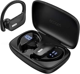 Sport Wireless Earbuds Bluetooth Headphones 80hrs Playtime Deep Bass Ear Buds with Earhook Noise Cancelling Mic Waterproof Earphones for Workout Running Matte Black