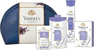 London English Lavender Range Gift Kit with Free Pouch, 518 ml (Pack Includes Compact Perfume, Deo, Soap, Talc)