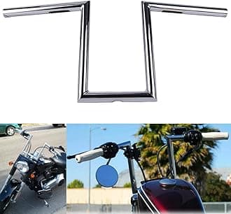 OUMURS 10-1/2 Inch Rise 1 " 25mm Ape Hanger Handlebars Motorcycle Drag Bar Z-Bar Ape Hanger for Harley Sportster Dyna Bobber FLST FXST FXD FLT Ape Hanger Handlebar for Yamaha Suzuki Kawasaki (Chrome)