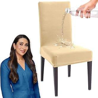 HOKIPO Dining Chair Cover Water-Resistant, Pack of 1, Beige (AR-4916-BGE)