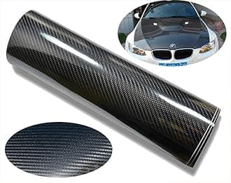 CVANU Self Adhesive Black 5D Carbon Fiber Vinyl Wrap Film Car Wrapping Vinyl Sticker for All Car_ 12''x120''inch