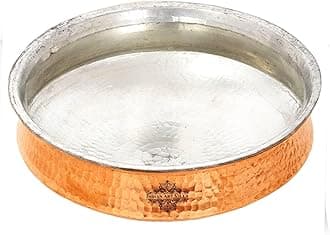Indian Art Villa Copper Hammered Lagan Handi Chaffing Dish Pan With Tin Lining, Cookware & Serveware, Capacity -3 Liter, Hyderabadi Dum Biryani Rice and Veg/Nonveg