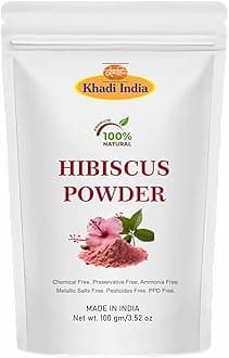 Khadi 100% Pure & Organic Hibiscus powder for hair (Zipper Pouch), Fresh (100gm., HIBISCUS)