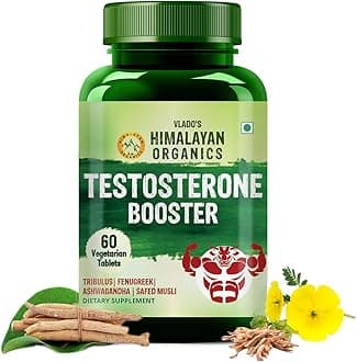 Vlado's Testosterone Booster with Tribulus Terrestris, Fenugreek, Vitamin D3, Zinc, Magnesium, Ashwagandha & Safed Musli I Pure Ayurvedic | 60 Veg Tablets