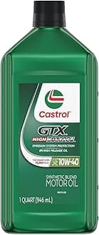 Castrol GTX High Mileage 10W-40 Synthetic Motor Oil, 1 Quart, Pack of 6