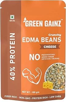 - Green Gainz Roasted Edamame Cheese Flavour 100gm | 100% Veg High Protein Snack | No Added Sugar | Non-GMO | Rich in Fiber | No Gluten