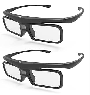 DLP Link 3D Glasses, Rechargeable Active Shutter Eyewear compatiable with VisionMaster Max/ Pro2/ Pro, StreamMater Puls2/ Puls & Other DLP-Link 3D projectors (2 Pack)