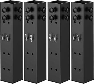 2025 Up Grade 4 Pack Carbon Steel Dorm Bed Riser 3.15" Diameter Metal Bed Riser for Square Wooden Bed Frame, Table Adjustable to 3.2", 5.1", 8.1" or 11.2" Height (for Bed Leg 2.3-3.1")