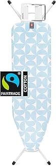 Comfort Ironing Board with Left/Right Adjustable Steam Iron Rest | Medium (Size B) | Fairtrade Fresh Breeze Cover | Adjustable Height (27-38"), Easy Fold, Anti-Collapse Lock, Non-Slip Feet