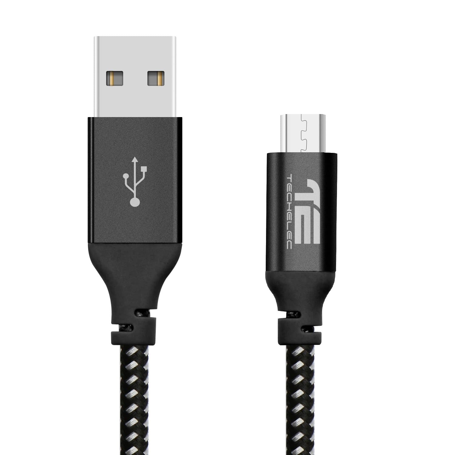 Micro USB Cable 3.3ft, TechElec Nylon Braided 2.0 Micro-USB to USB Android Charger, Black