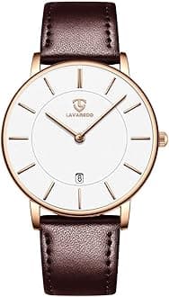 Watch, Mens Watch, Minimalist Fashion Simple Wrist Watch Analog Date with Leather Strap