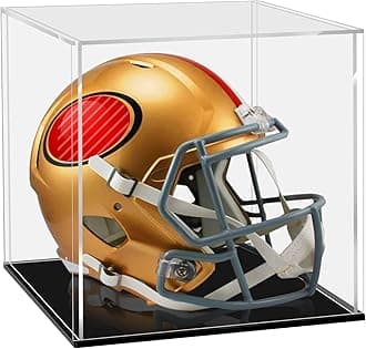 LANSCOERY Acrylic Display Case, Assemble Showcase Display Box for Collectibles, with Dustproof & Seamless Display Design, Suitable for Helmet 16x13x14inch Thick Black Base
