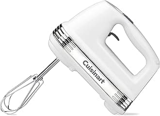 Power Advantage 5-Speed Hand Mixer, 220W-Motor Hand Blender Electric Mixer with 5 Speed Settings, Extra-Long Dishwasher-Safe Beaters, 60-Inch Swivel Cord, HM-50, White