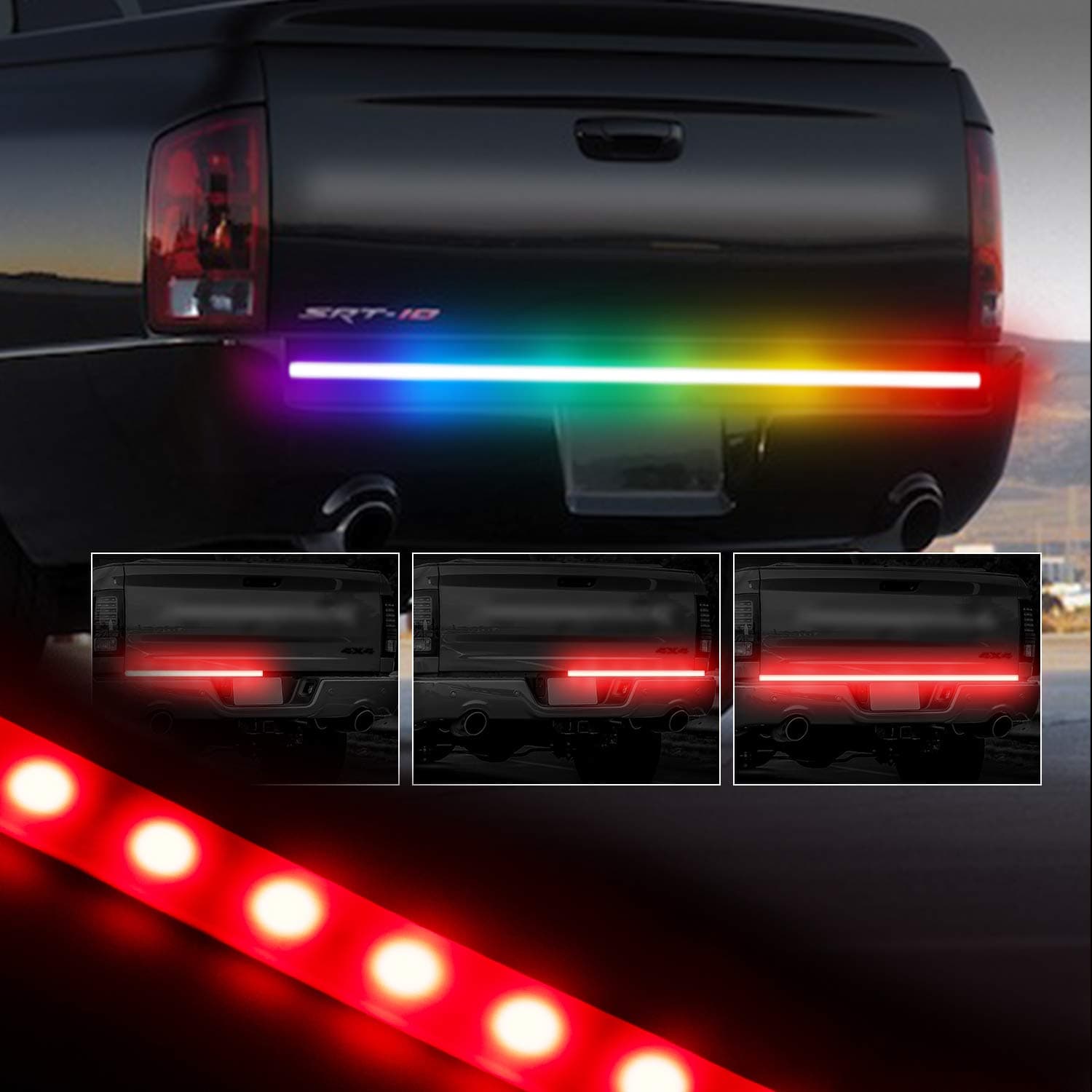 Tailgate Light Bar, GOODRUN 48” LED Trailer Light Kit Durable Turn Signal Light Flexible Rubber Car Emergency Light Waterproof Back Up Lighting with High Brightness 5050 LED Reserving Lights for Pick