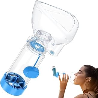 Inhaler Spacer for Kids and Adults, Soft Fit Mask, Portable and Lightweight, Suitable for Home and Travel – Nessi OTC Spacer (Blue/Adult)