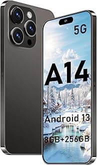 DeepbitoA14promax Unlocked Smartphones 2025 Android 13 Cell Phone 8GB+256GB|8-Core 6.8" HD Screen 24MP+50MP|Camera 6800 mAh Long Battery with 5G Dual SIM Mobile Phones(Black)