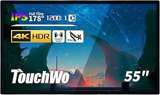 55 inch Capacitive Multi-Touch Screen Industrial Monitor, 16:9 Display 4K, Built-in Speakers, USB, VGA, DVI & HD-MI Ports, Digital Signage Displays and Player for Advertising