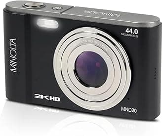MND20 44MP Digital Camera – 2.7K Ultra HD Video, 16X Digital Zoom, Anti-Shake Stabilization, Time Lapse, Face Detection, 2.9-inch LCD Display – Lightweight Compact Camera (Black)